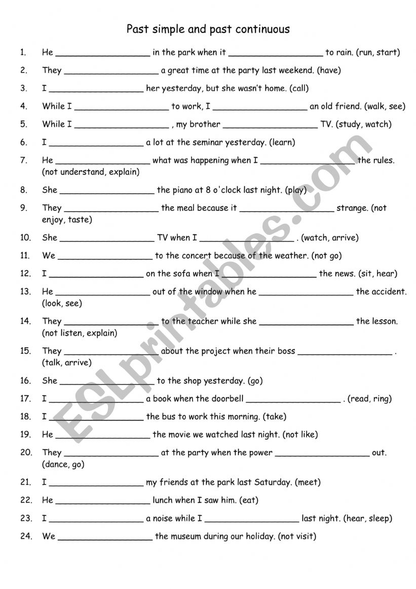 Past simple and past continuous 1