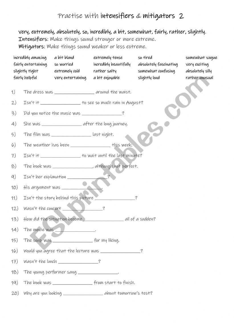 B1-B2 Practise with intensifiers & mitigators  2