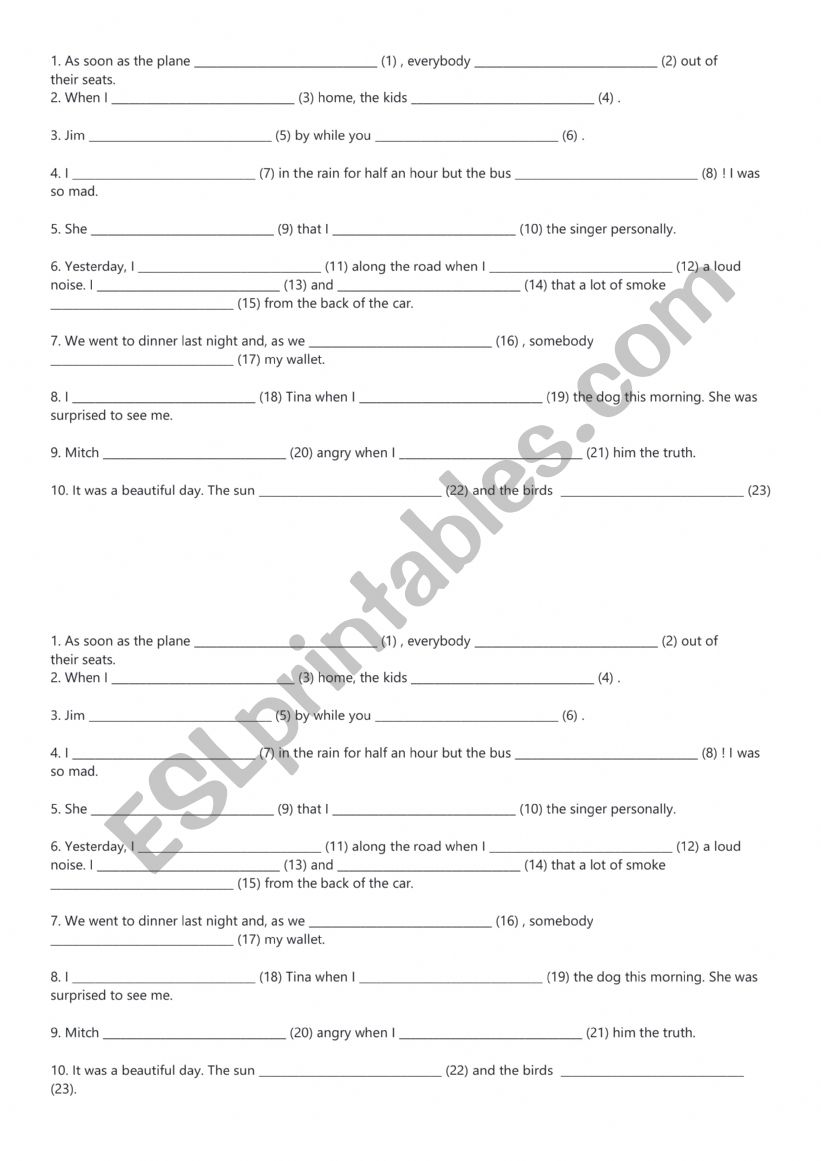 past simple or continuous worksheet