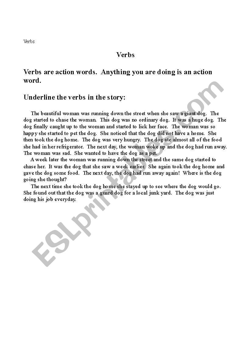 Verbs worksheet