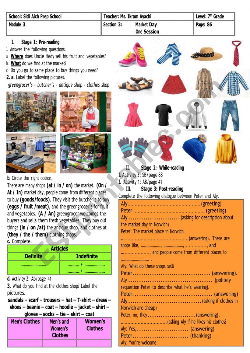 7th Grade - Module 3 - Section 3 - Market Day + Group Session