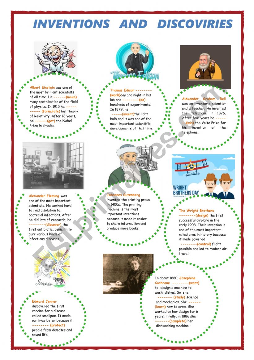 DISCOVERIES AND INVENTIONS worksheet