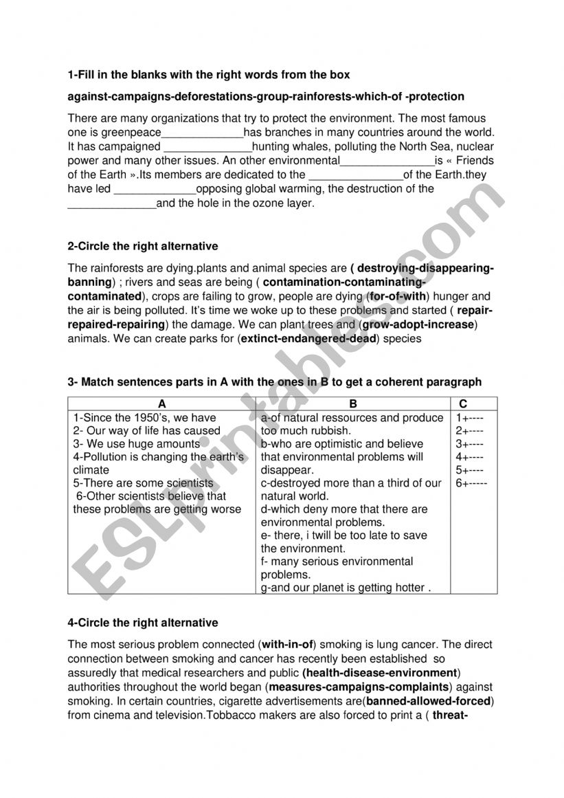 9th form review worksheet