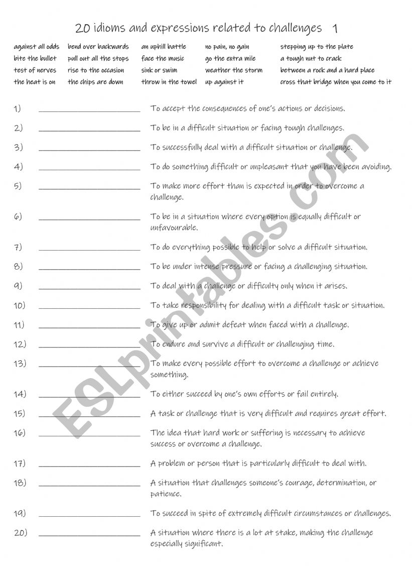 B1+-C1 20 idioms and expressions related to challenges   1