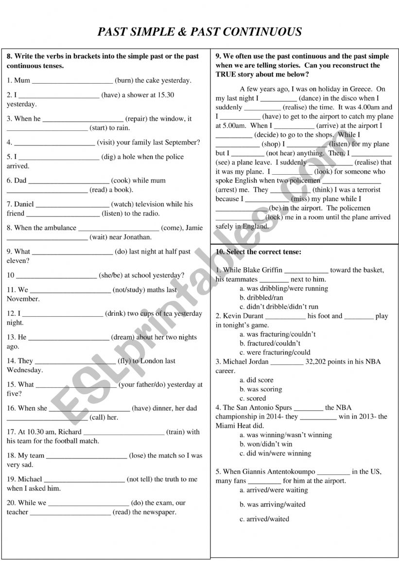 Practice Past Simple & Past Continuous