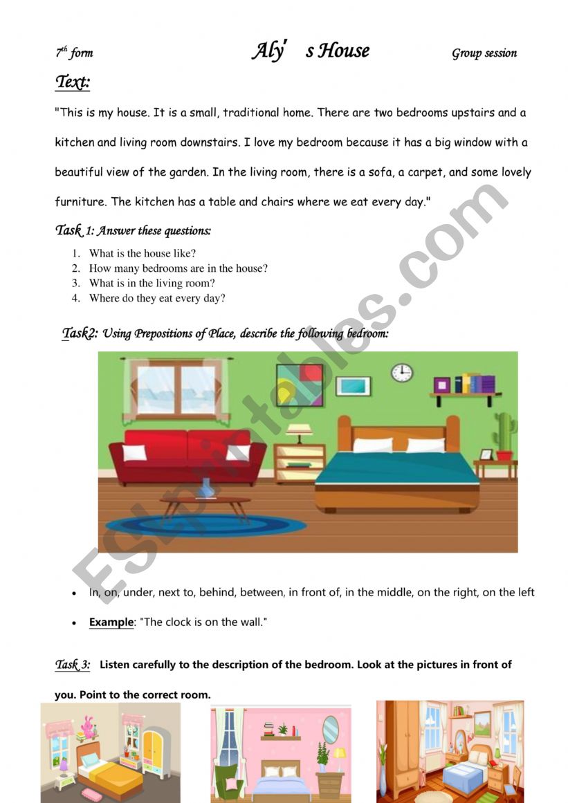 Aly�s House Group Session worksheet