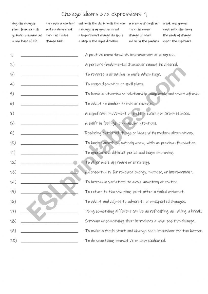 B1+-C1 Change idioms and expressions  1