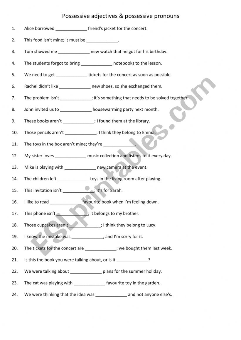 Possessive adjectives & possessive pronouns 3