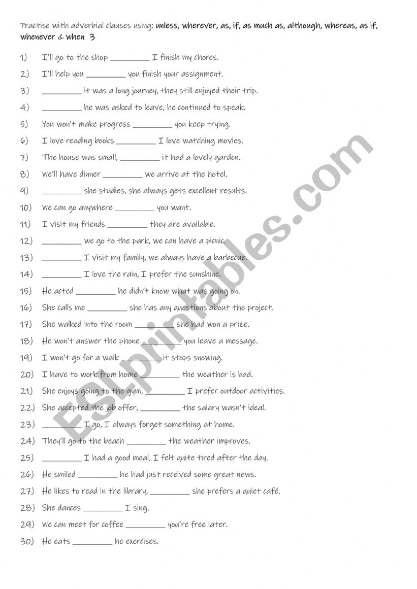 A2+-B1 10 Adverbial clauses 3 worksheet