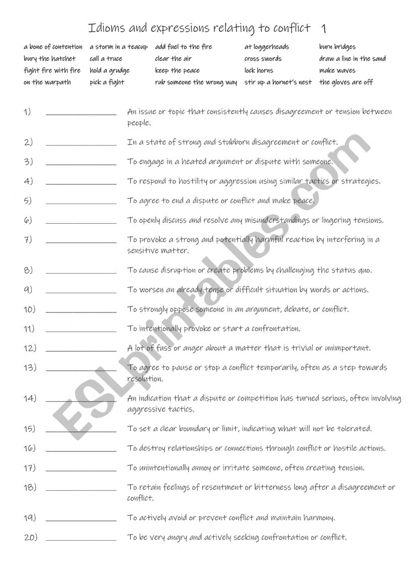 B1+-C1 Idioms and expressions relating to conflict   1