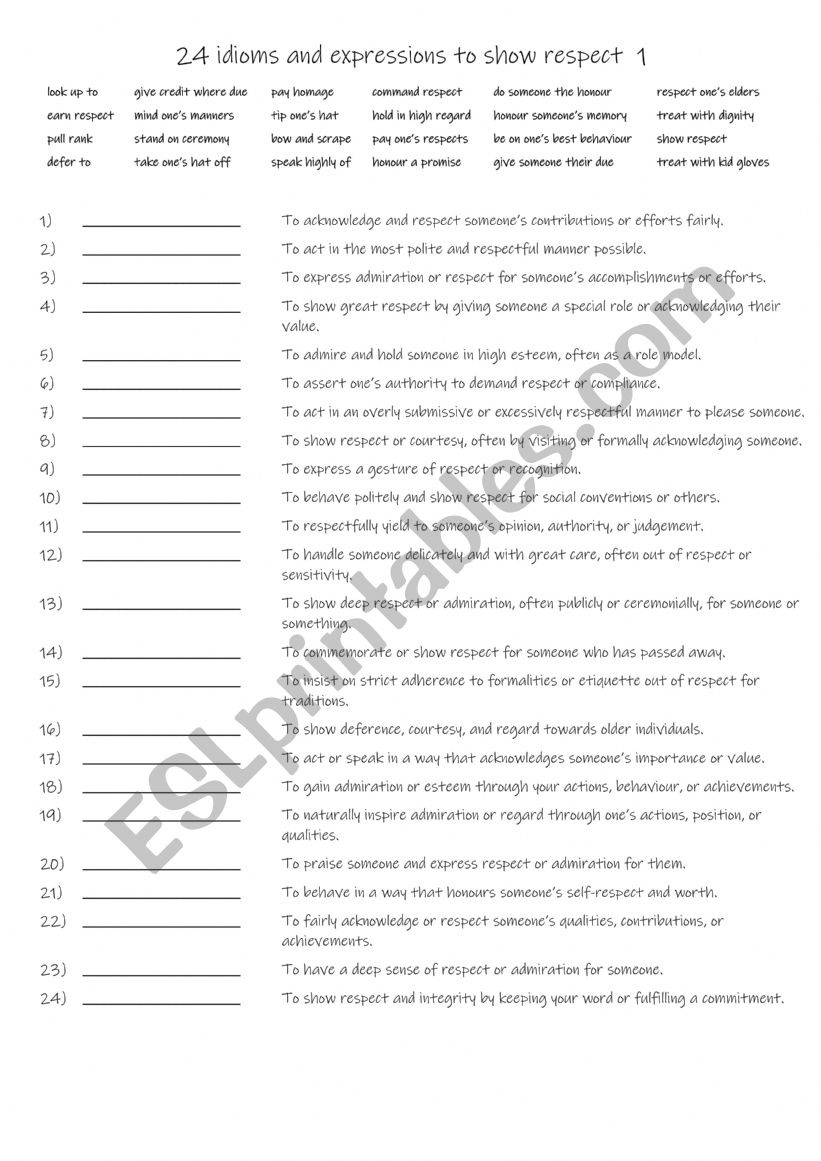 B1+-C1 24 idioms and expressions to show respect  1