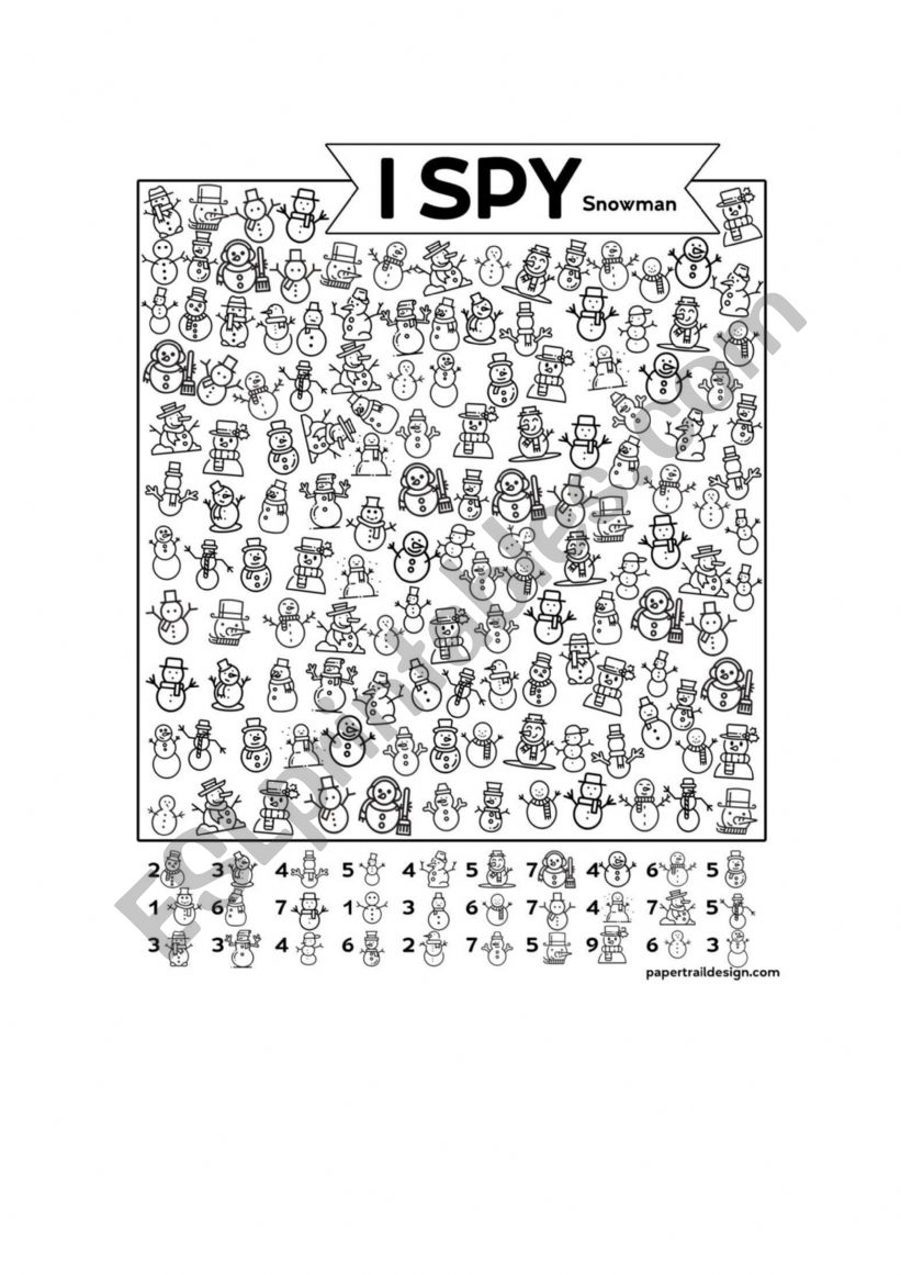 I spy snowman worksheet