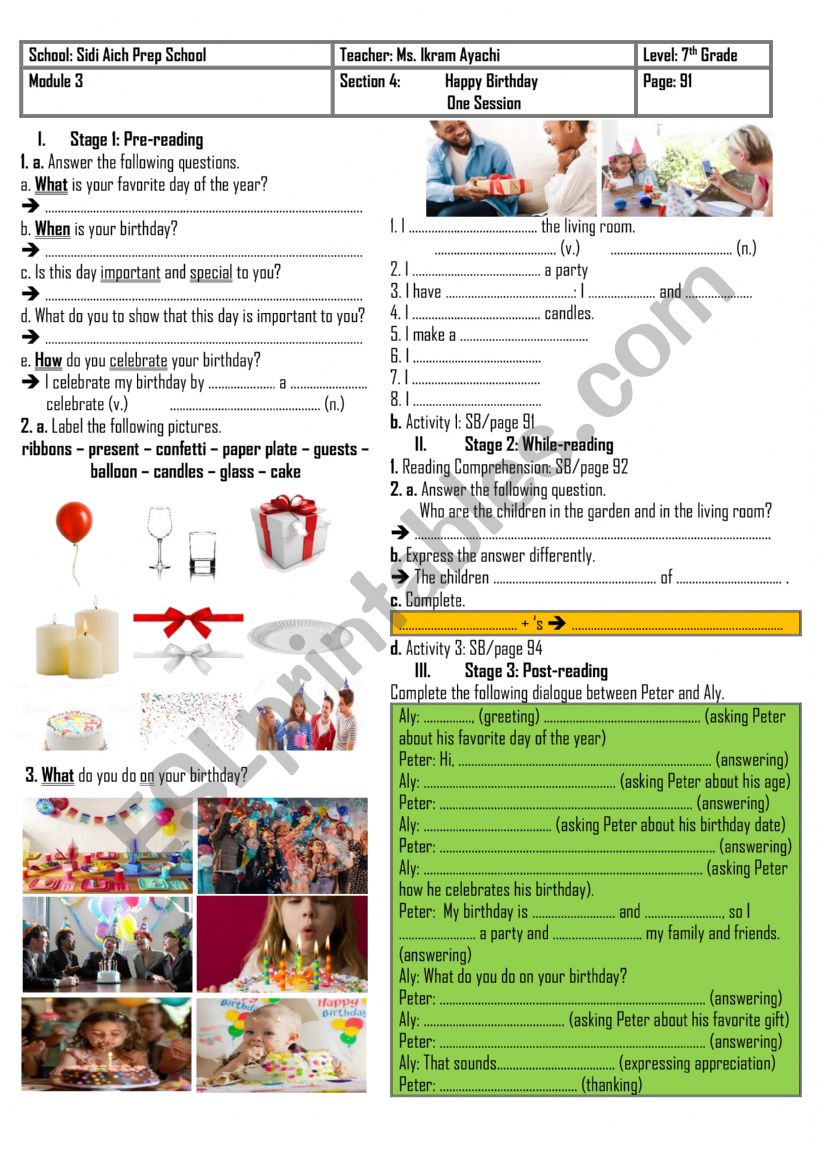 7th Grade - Module 3 - Section 4 - Happy Birthday + Group Session