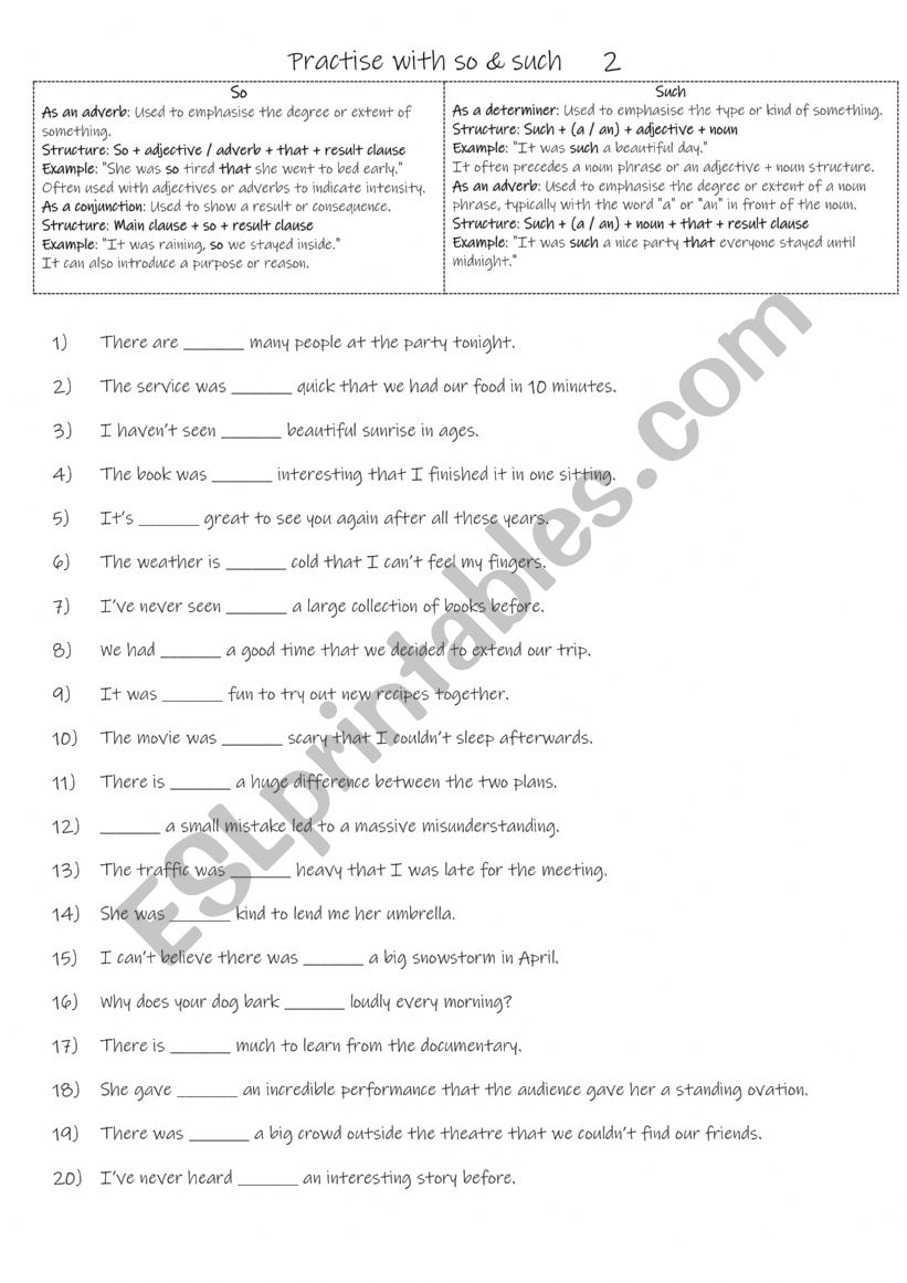 A2+-B1 Practise with so & such    2