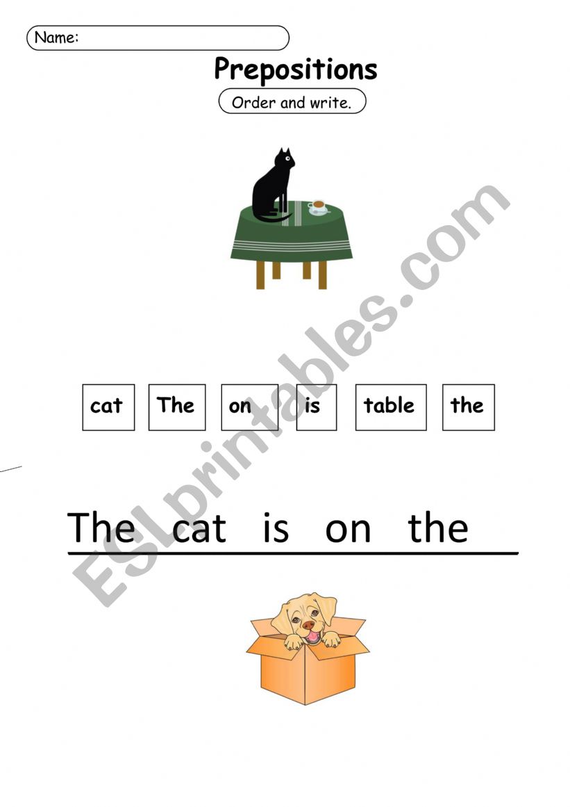 Prepositions worksheet