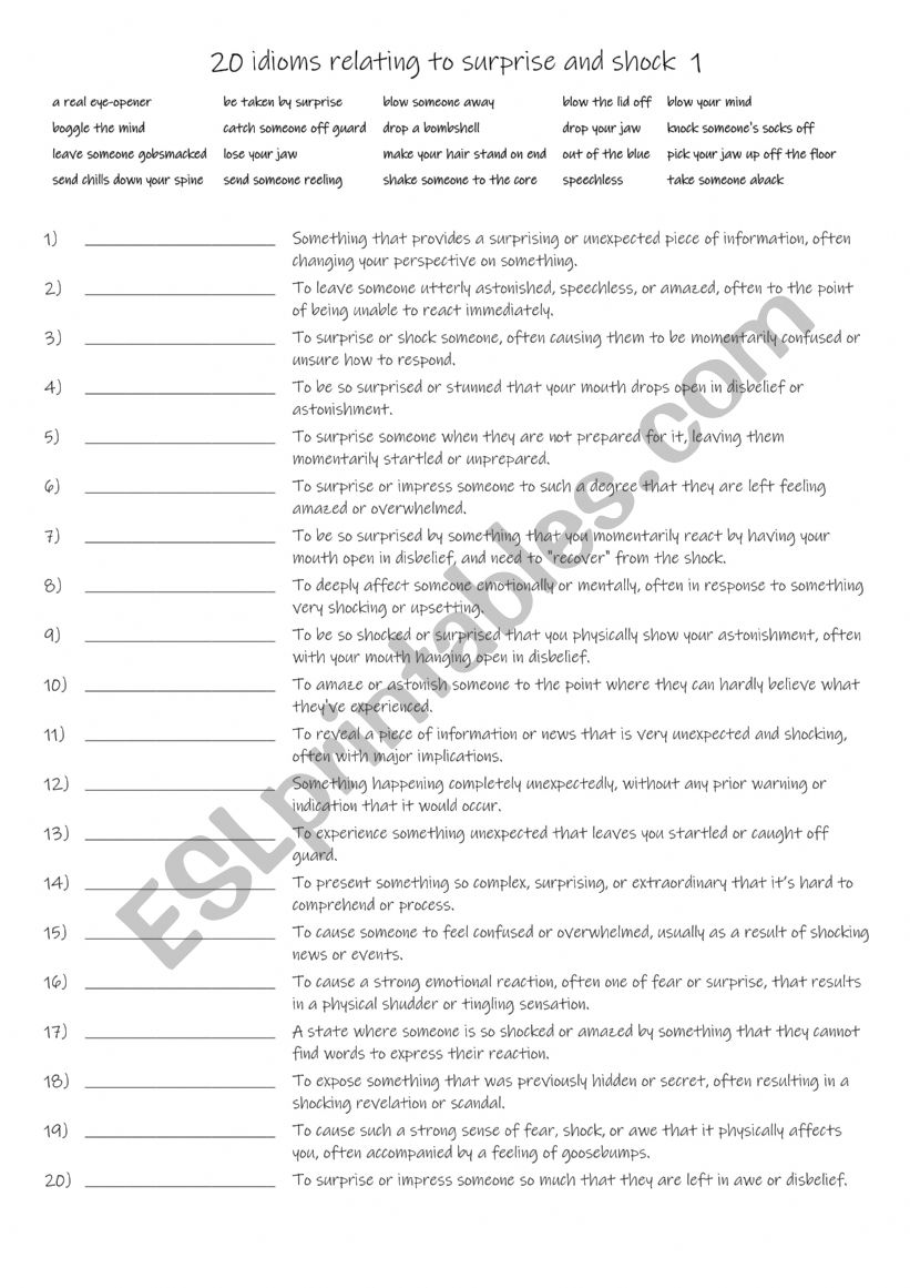 B1+-C1 20 Idioms relating to surprise and shock 1