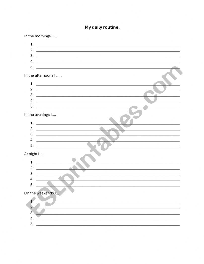 My Daily Routine worksheet