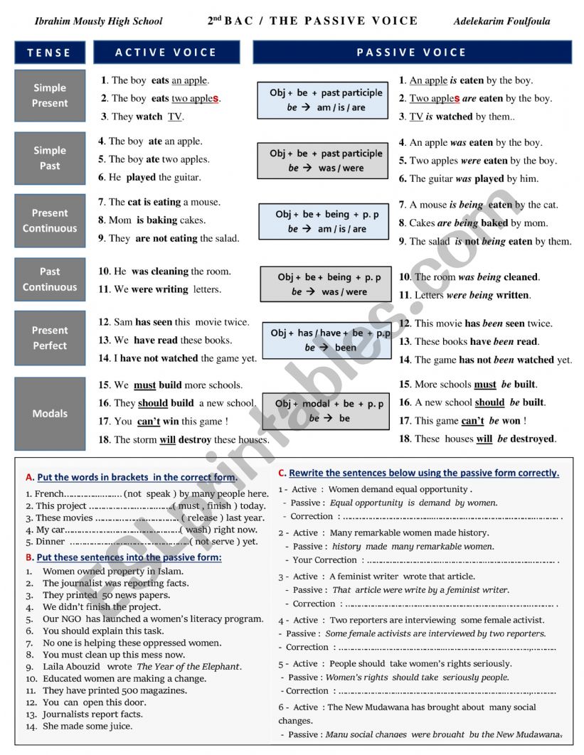 Passive voice worksheet