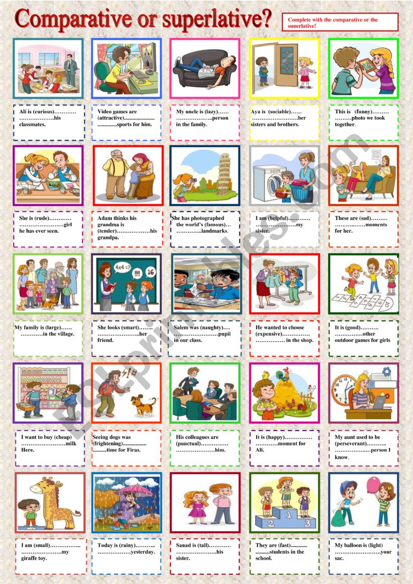 comparative or superlative? worksheet