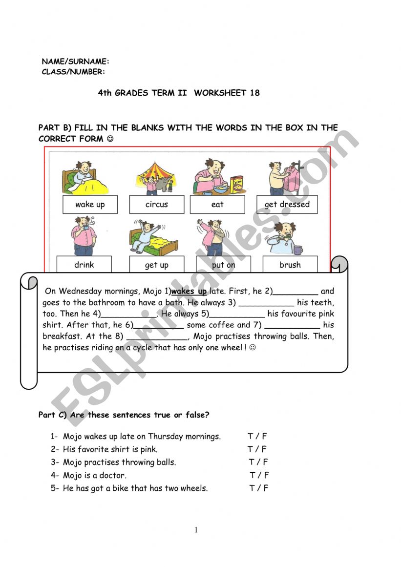 routines worksheet