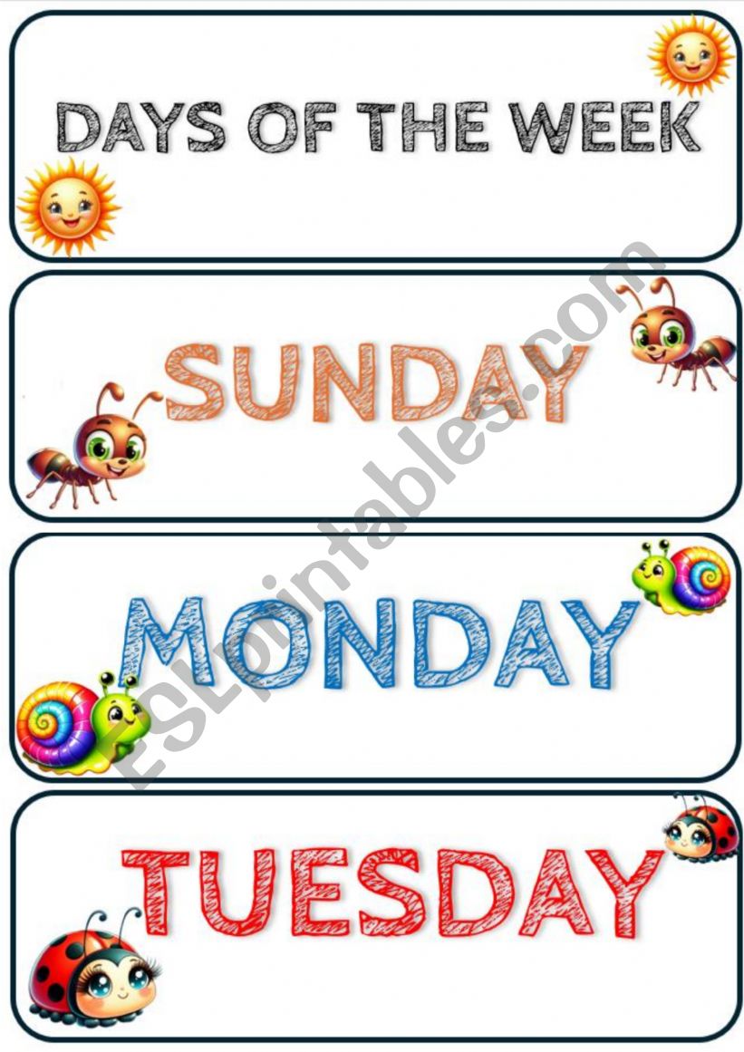 DAYS OF THE WEEK worksheet