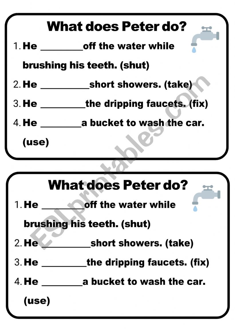 What does Peter do? worksheet