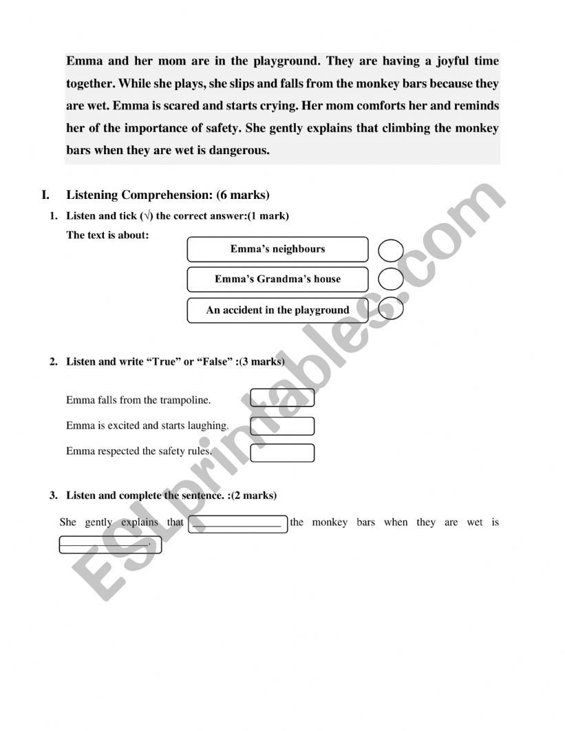 5th grade evaluation Tunisian pupils