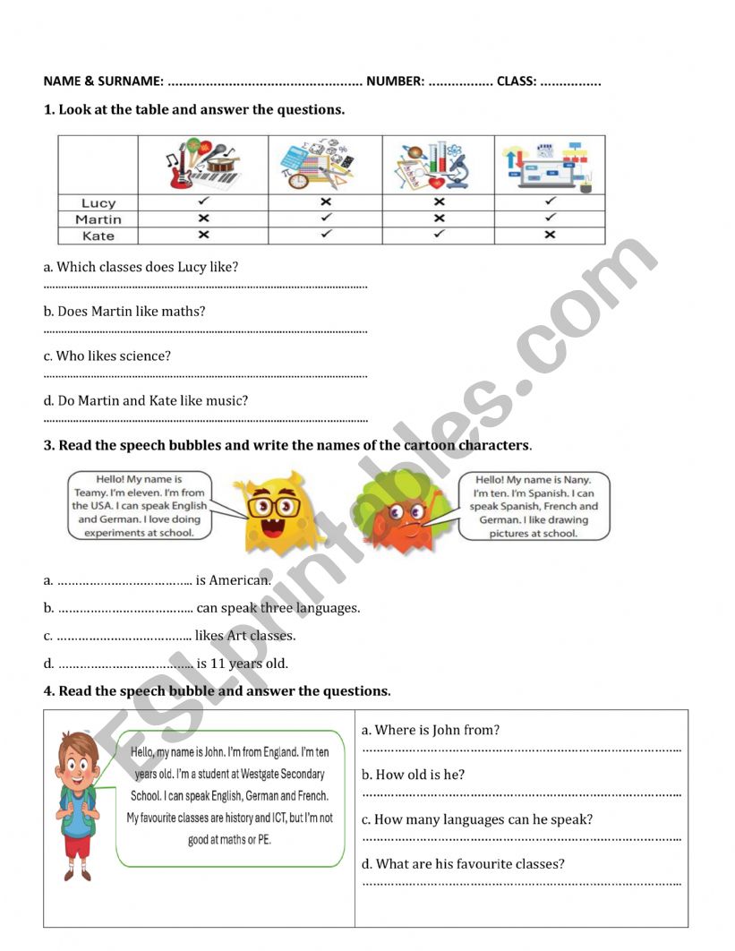 telling about likes and dislikes