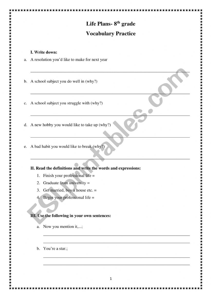 Worksheet 8th grade worksheet