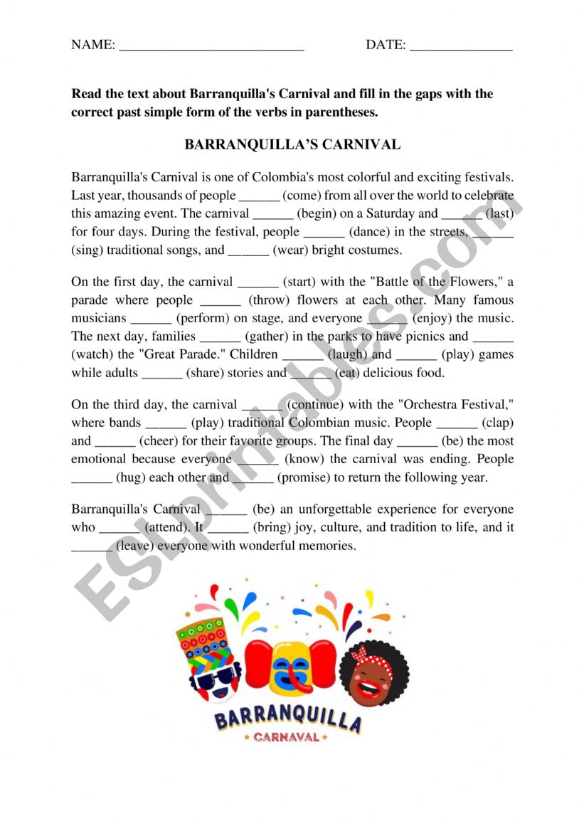 Barranquilla�s Carnival worksheet