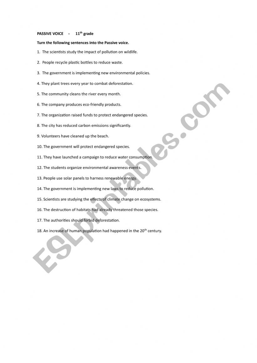 Passive voice worksheet