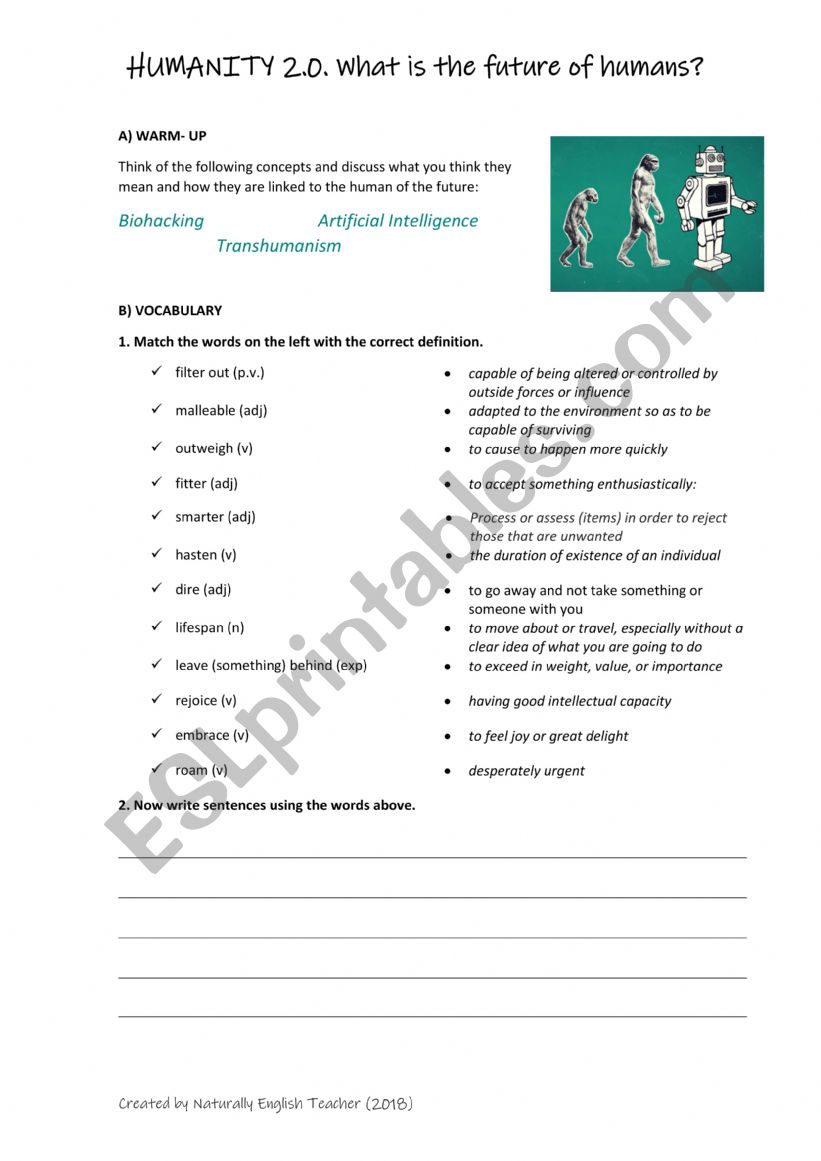 BBC Beta Ideas Humanity 2.0 worksheet