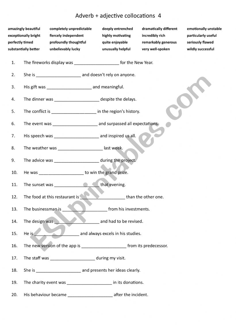 Adverb + adjective collocations 4