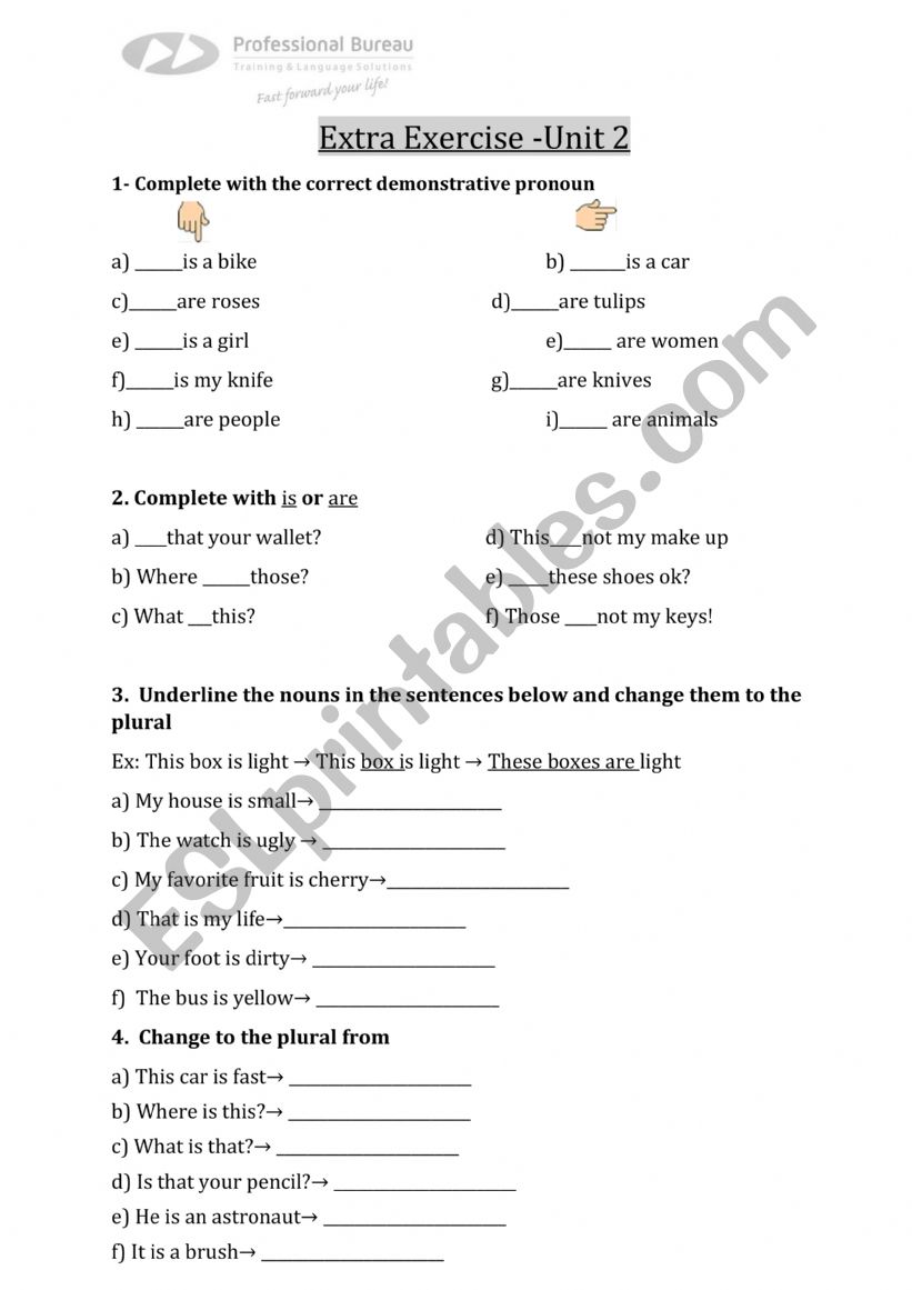 demonstrative pronouns worksheet