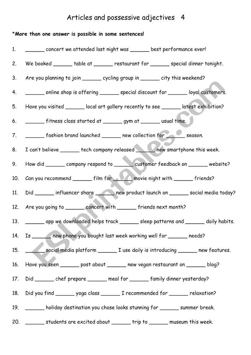 Articles and possessive adjectives  4