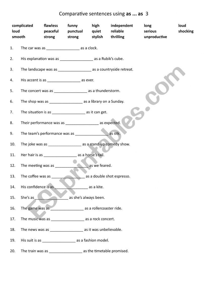 Comparative sentences using as ... as 3