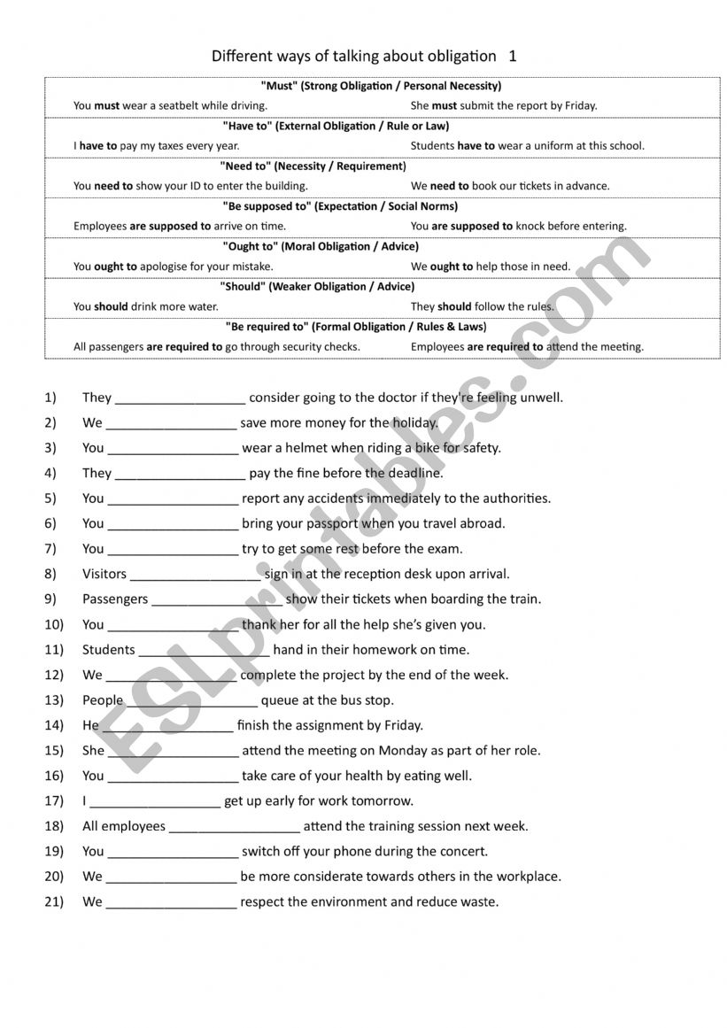 7 different ways of talking about obligation   1