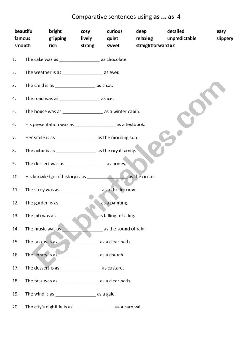 Comparative sentences using as ... as 4