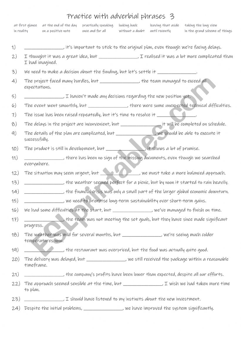 B1-C1 Practice with 12 adverbial phrases 3