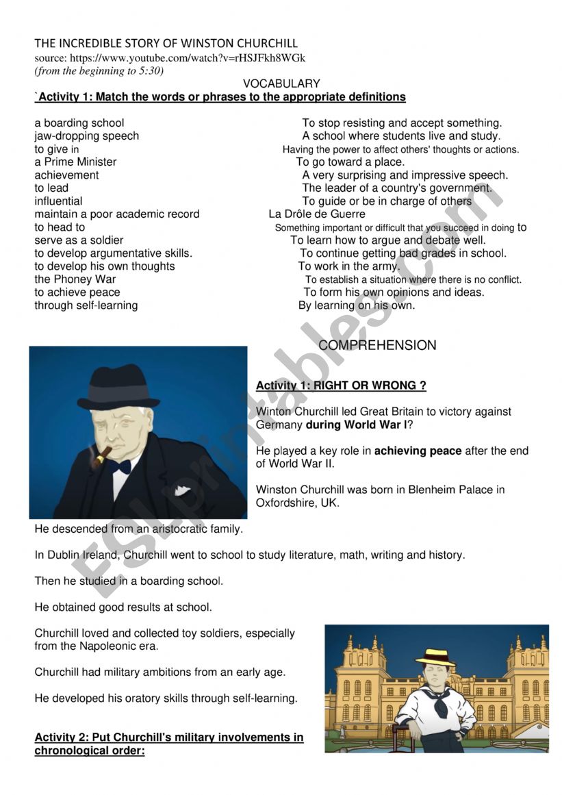 WINSTON CHURCHILL worksheet