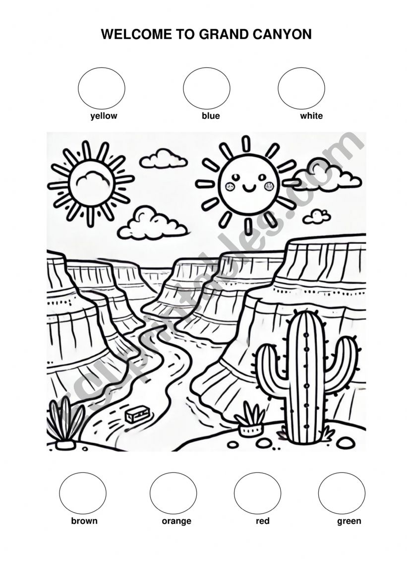 Grand Canyon matching colour worksheet