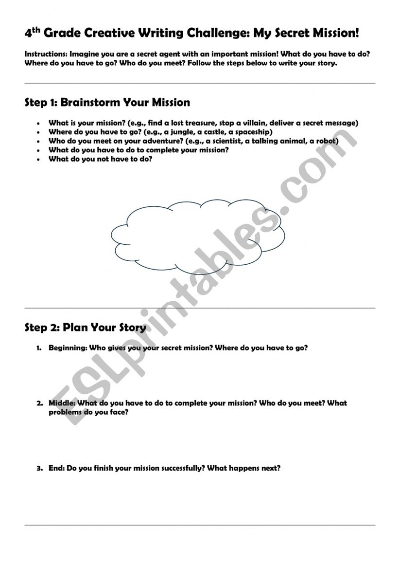 4th grade creative writing worksheet