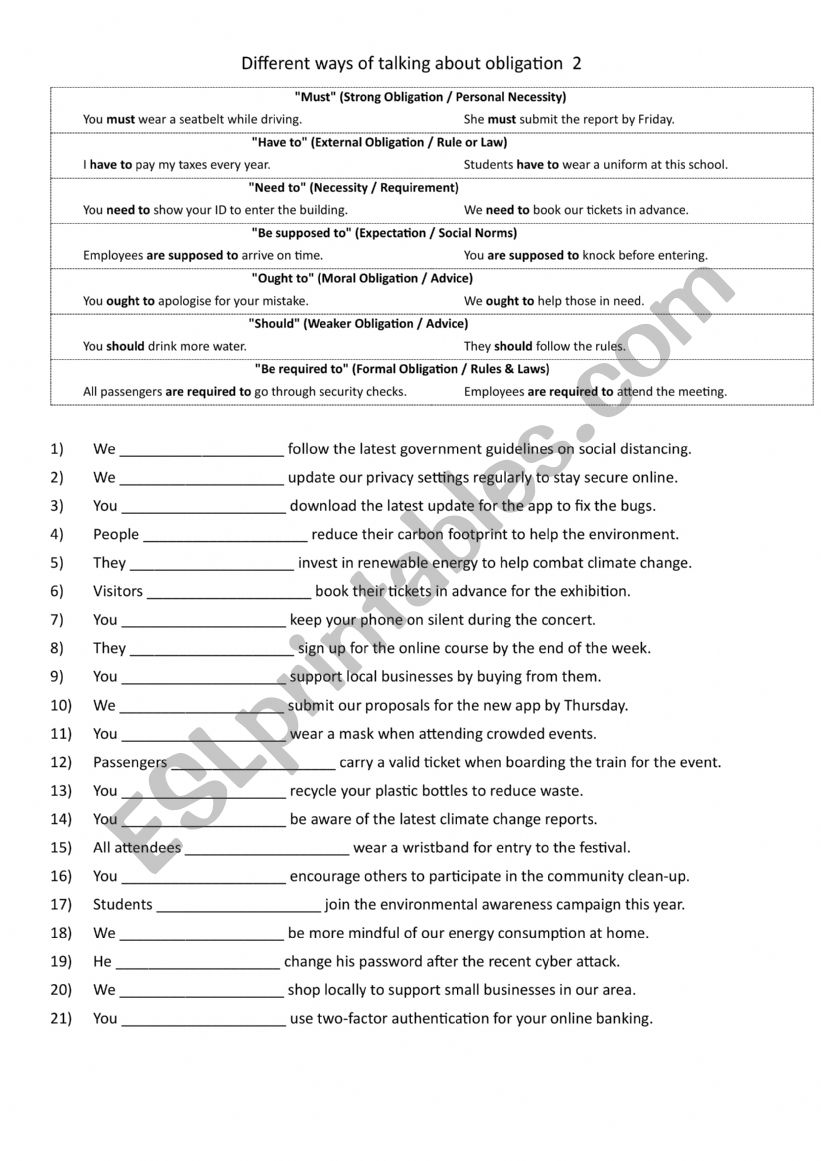 7 different ways of talking about obligation  2