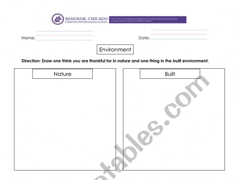 Environment worksheet