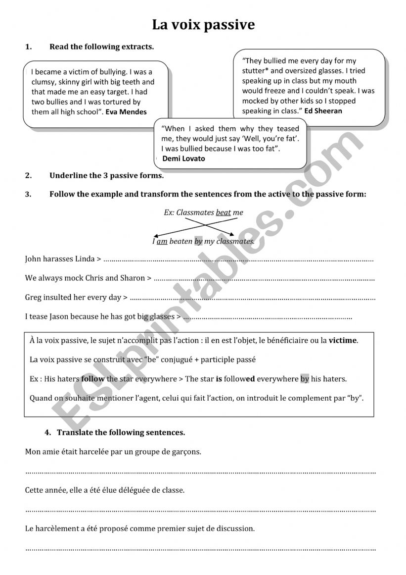 Passive voice worksheet