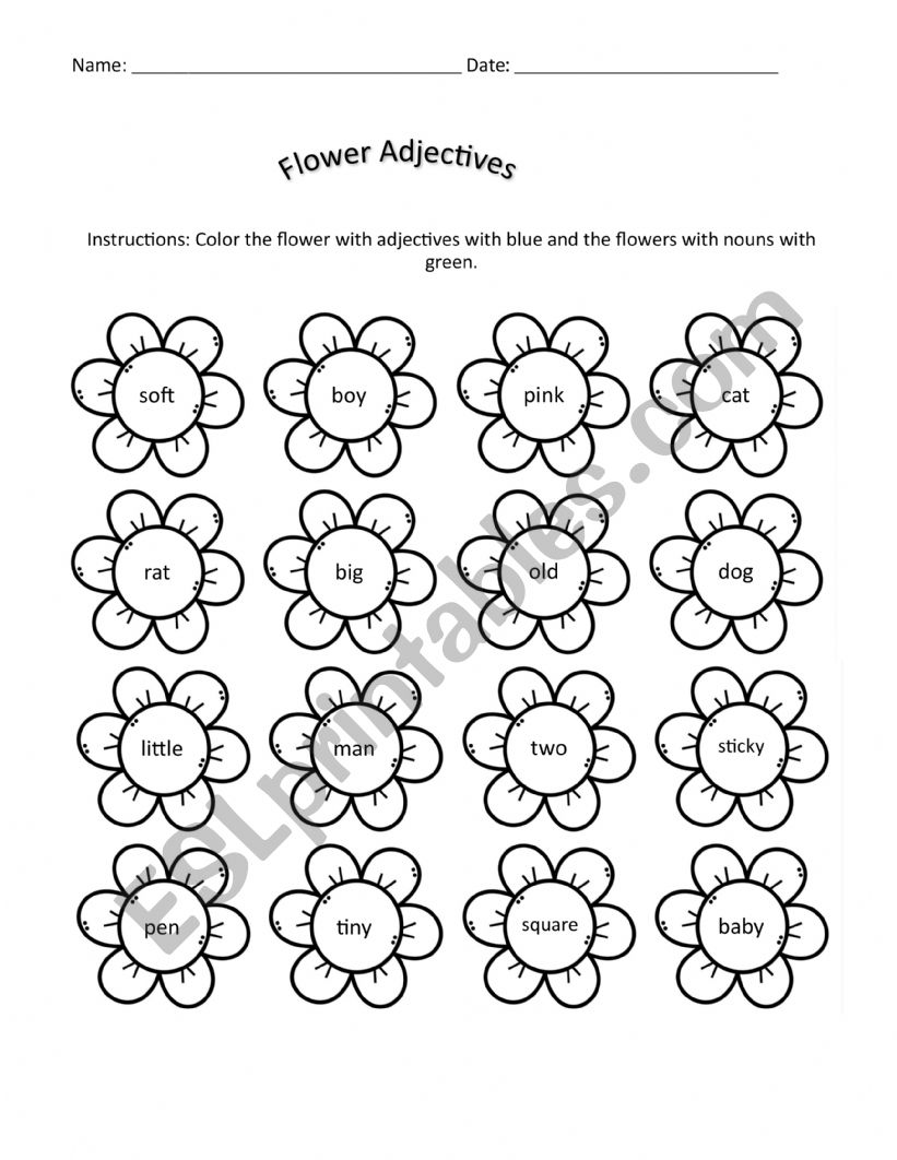 Flower Adjectives worksheet