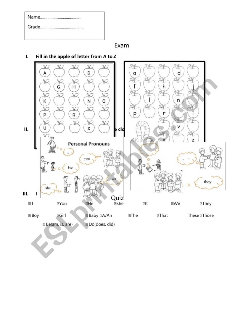 Quiz worksheet