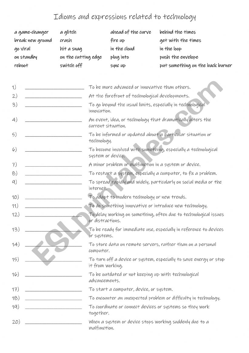 B1+-C1 Idioms and expressions related to technology 1