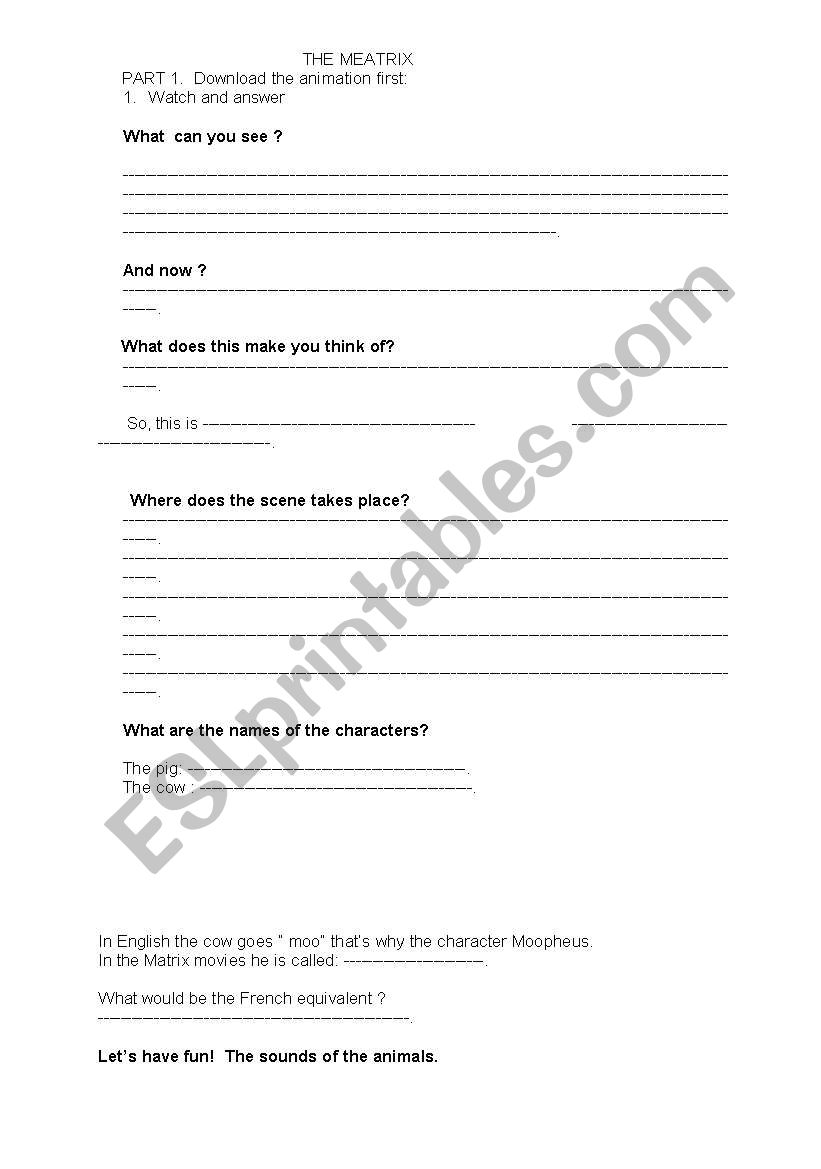 the meatrix worksheet