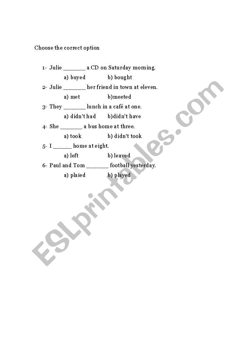 Simple Past worksheet